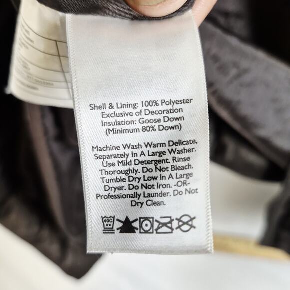 Eddie Bauer Premium Goose Down Womens XL Puffer Coat Jacket Hood Brown 650 Fill - Picture 7 of 9